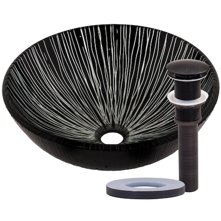 Novatto GODERE Glass Vessel Bathroom Sink Set, Oil Rubbed Bronze NOHP-G023ORB